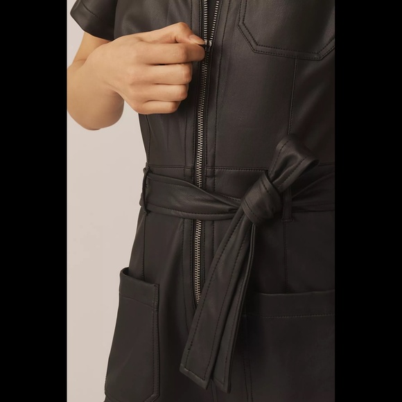 Anthropologie The Colette Weekend Jumpsuit by Maeve: Faux-Leather Edition - Picture 2 of 16